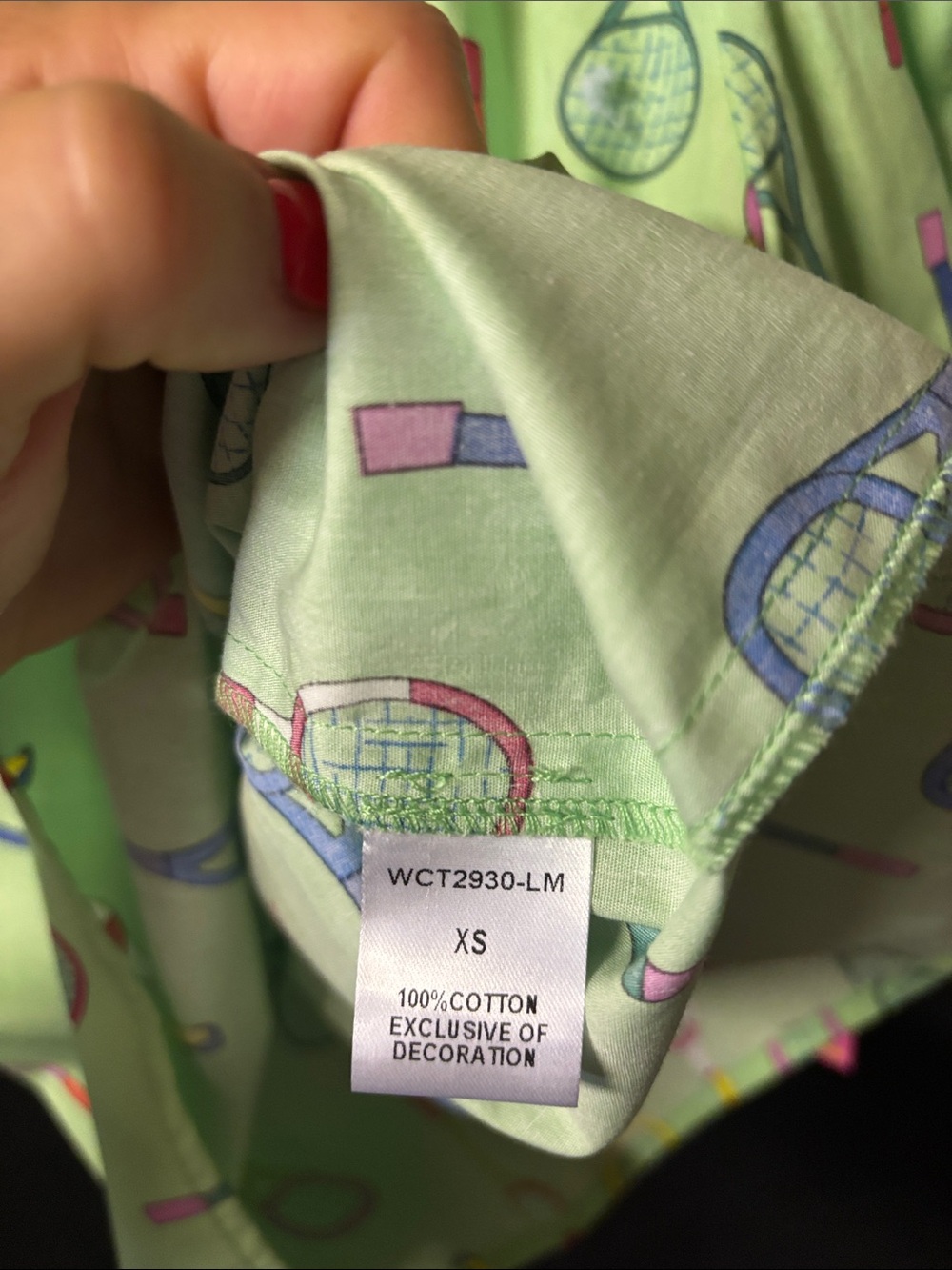 THML Light Green Ruffled Tennis Racket Print Blouse - Picture 6 of 6